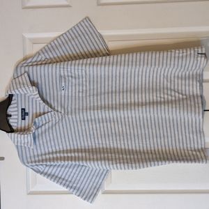 Men's Fish Hippie blue and gray stripe polo collar knit shirt size XL